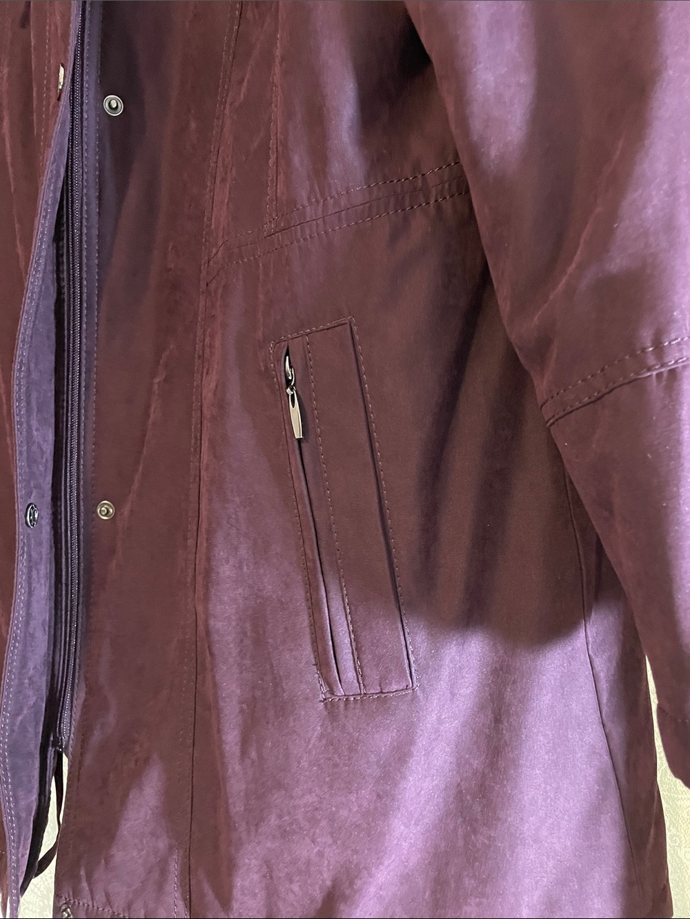 Croft & Barrow Women's XL Hooded A-Line Trench Coat in Deep Purple - Picture 3 of 7